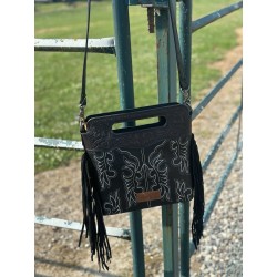 Montana West Wrangler Embroidered Crossbody Concealed Carry - Black