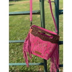 Montana West Wrangler Embroidered Crossbody Concealed Carry - Hot Pink