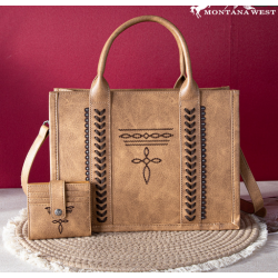 Montana West Tote w/Wallet - Brown