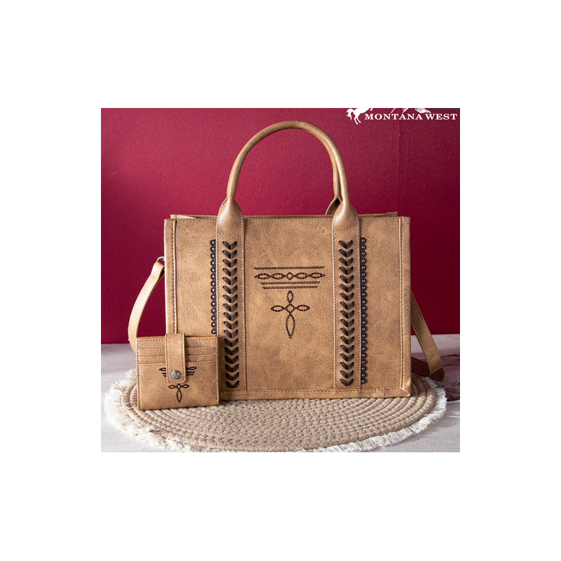 Montana West Tote w/Wallet - Brown