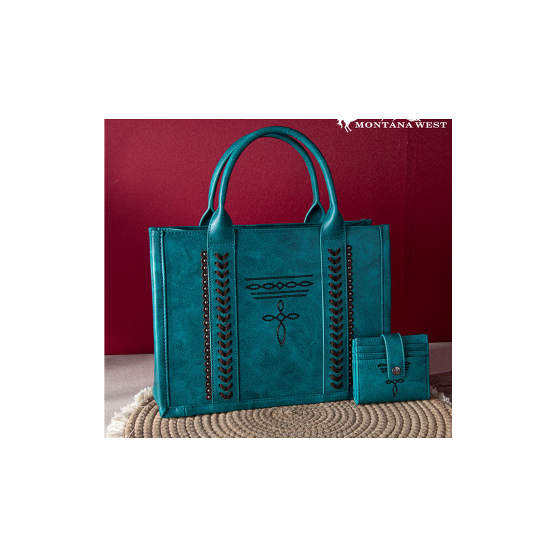 Montana West Tote w/Wallet - Turquoise