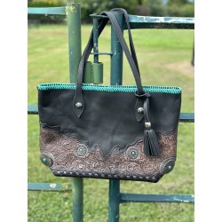 Hand Tooled Leather Purse - Black