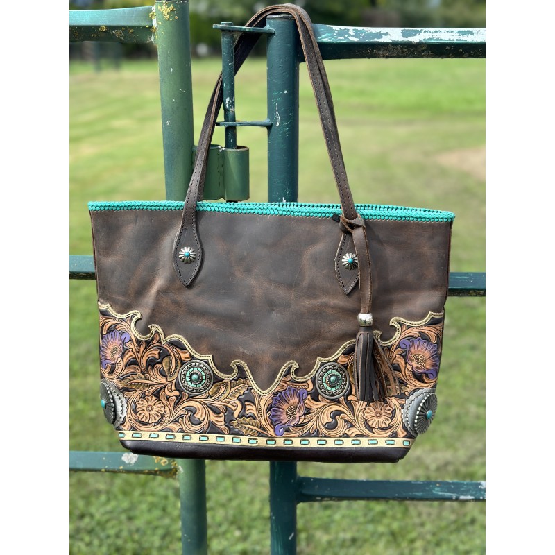 Hand Tooled Leather Purse - Brown