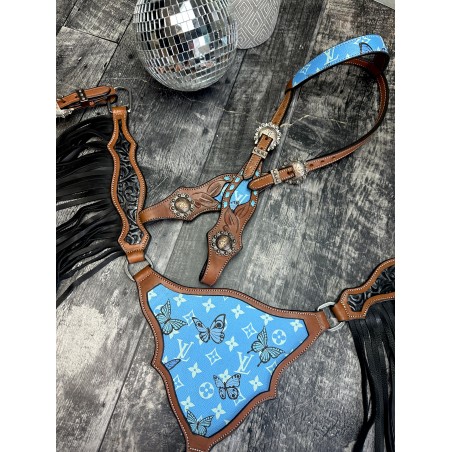 Butterfly Headstall & Fringe Breast Collar Set