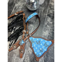 Butterfly Headstall & Fringe Breast Collar Set