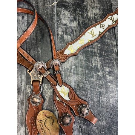 Gold Designer Headstall & Breast Collar Set