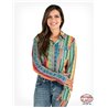 Cowgirl Tuff Rainbow Aztec Sport Jersey Pullover