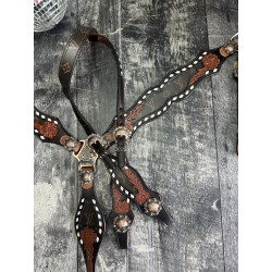 White Designer Leather Headstall & Breast Collar Set