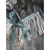 Blue Designer Leather Headstall & Fringe Breast Collar Set