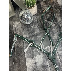 Green Leather Headstall and Breast Collar Set