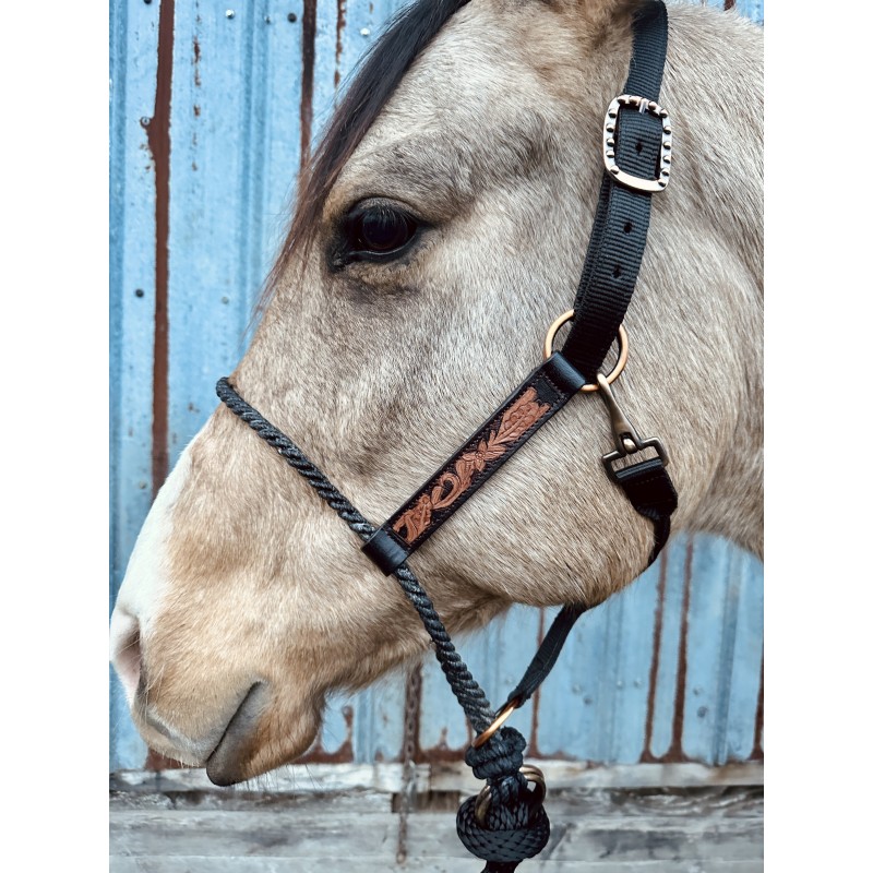 Tooled Leather Lariat Nose Halter