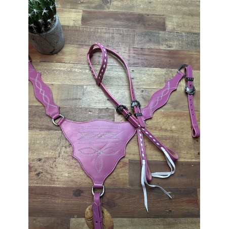 Pink Boot Stitch Headstall & Breast Collar Set