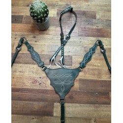 Green Boot Stitch Headstall & Breast Collar Set