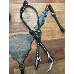 Green Boot Stitch Headstall & Breast Collar Set