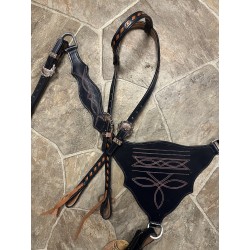 Denim Boot Stitch Headstall & Breast Collar Set