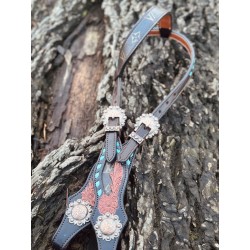 Turquoise Designer Leather Headstall