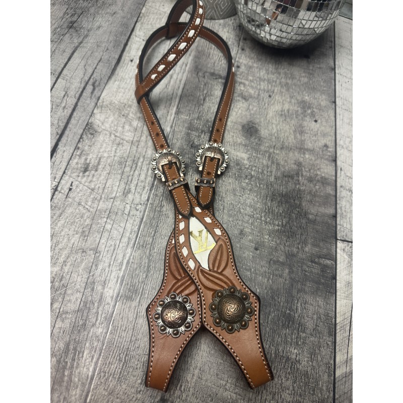 Gold Designer Leather Headstall