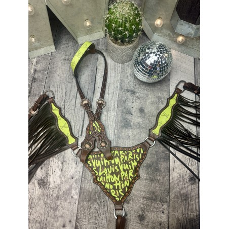 Graffiti Designer Headstall & Fringe Breast Collar Set