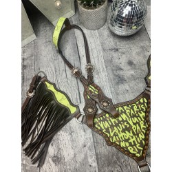 Graffiti Designer Headstall & Fringe Breast Collar Set