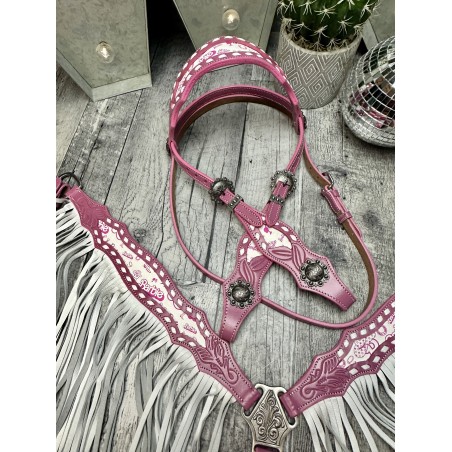 Pink Barbie Headstall & Fringe Breast Collar Set