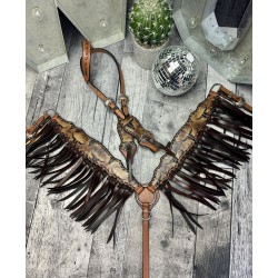 Long Horn Headstall & Fringe Breast Collar Set