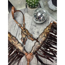 Long Horn Headstall & Fringe Breast Collar Set