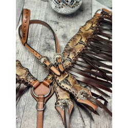 Long Horn Headstall & Fringe Breast Collar Set