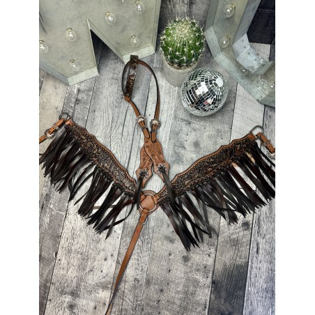 Rose Headstall & Fringe Breast Collar Set