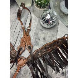 Rose Headstall & Fringe Breast Collar Set