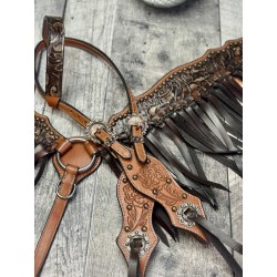 Rose Headstall & Fringe Breast Collar Set