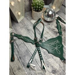 Green Boot Stitch Headstall...