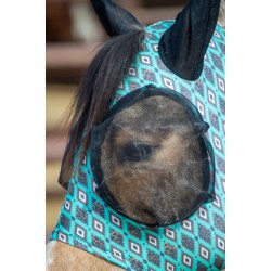 Schulz Equine Lycra Fly Mask - Teal Aztec Leopard