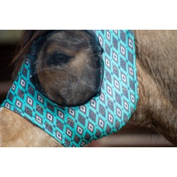 Schulz Equine Lycra Fly Mask - Teal Aztec Leopard