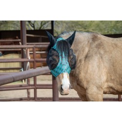 Schulz Equine Lycra Fly Mask - Teal Aztec Leopard