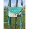 Teal Aztec Leather and Cowhide Purse