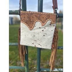 Tooled Leather and Cowhide Purse