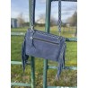 Navy Boot Stitch Leather Purse