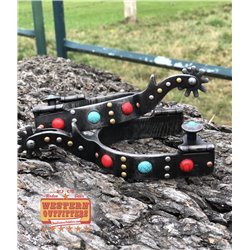 Turquoise and red stone spurs