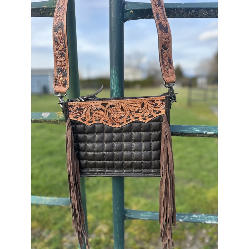 Brown Quilted Leather Purse