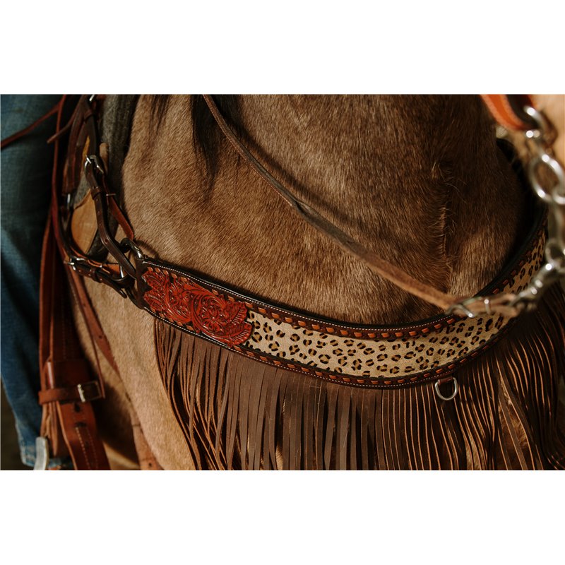 Showman Barbwire Tooled Tripping Collar - Dark Argentina Cow Leather Horse Collar