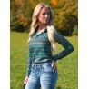 Cowgirl Tuff Pullover Button Up Teal And Grey Chevron