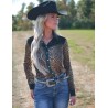 Cowgirl Tuff Pullover Button Up Leopard With Turquoise Accents