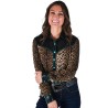Cowgirl Tuff Pullover Button Up Leopard With Turquoise Accents