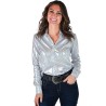 Cowgirl Tuff Pullover Button Up White Sparkle
