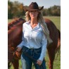 Cowgirl Tuff Pullover Button Up White Sparkle