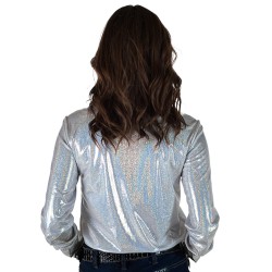 Cowgirl Tuff Pullover Button Up White Sparkle