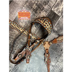 Leopard Headstall and Breast Collar Set