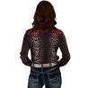 Cowgirl Tuff Pullover Button Up Gray Leopard With Red Metallic Accent