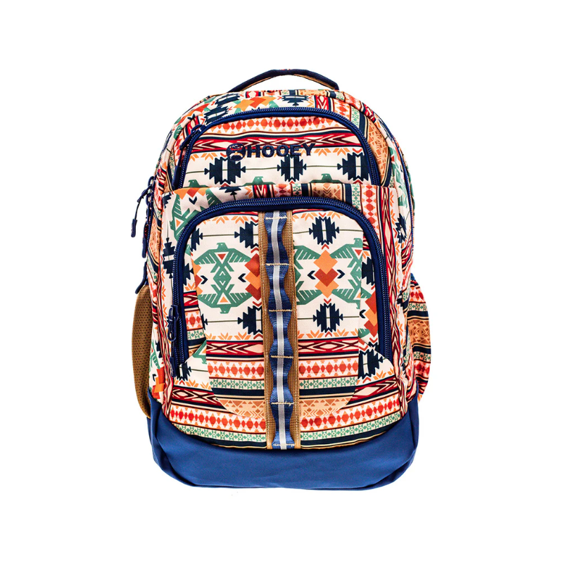 Hooey "Ox" Backpack -  Tan/ Blue Aztec