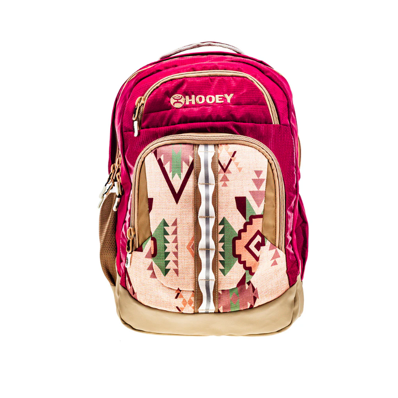 Hooey "Ox" Backpack - Burgundy/ Tan Aztec